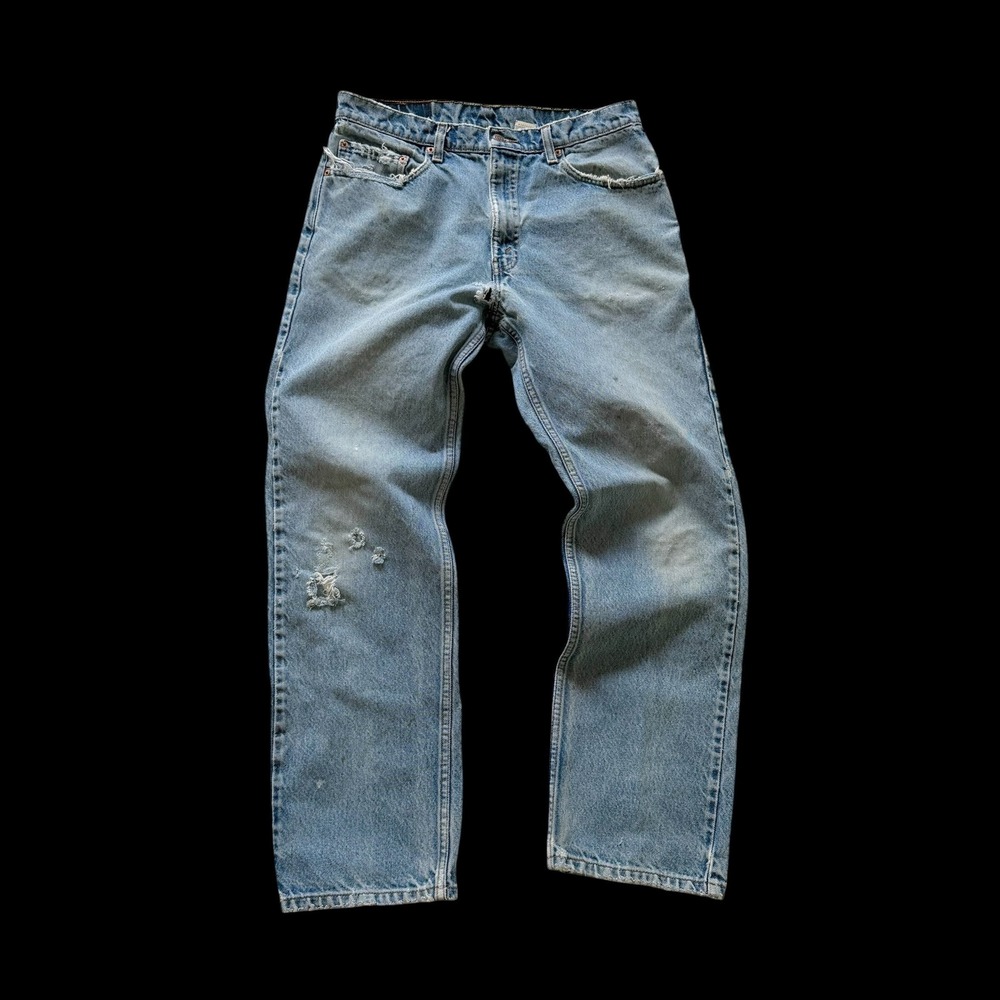 90's Levis 505 Straight Leg Light Wash Distressed‎ Jeans W34 L32 Fits 32x30